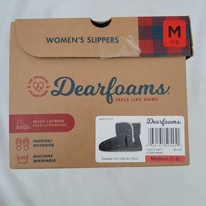 Dearfoams Sweater Knit 2-Button Boot Size Medium (7-8)